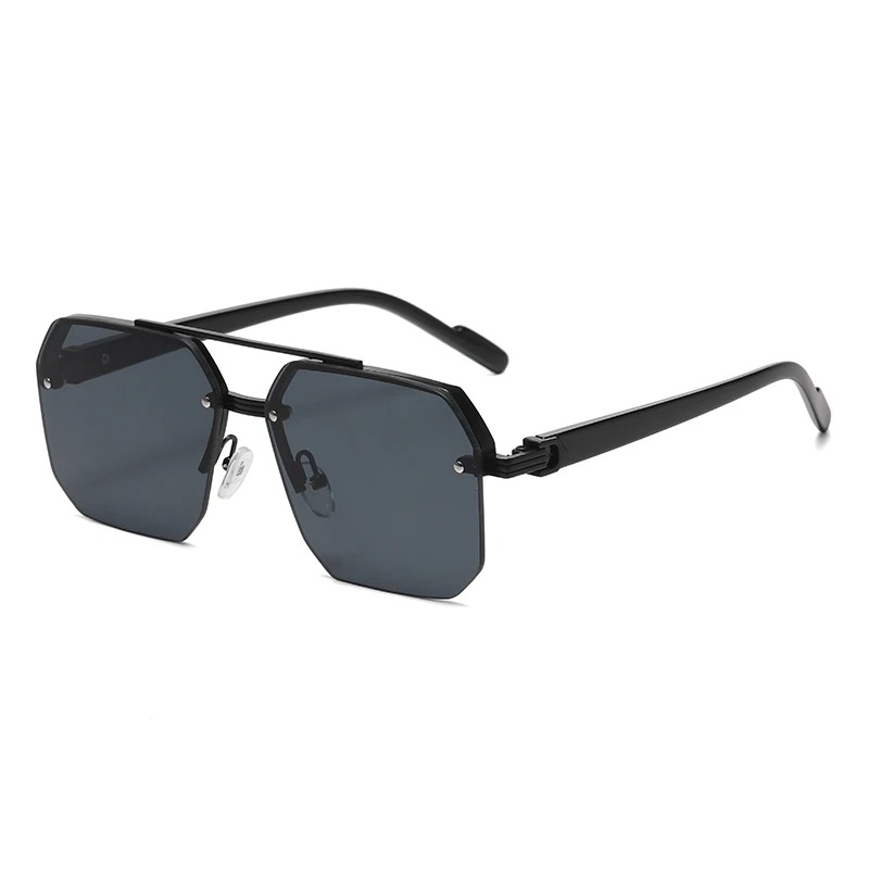 Street Fashion Glasses - Men's Metal Sunglasses Square Half Frame