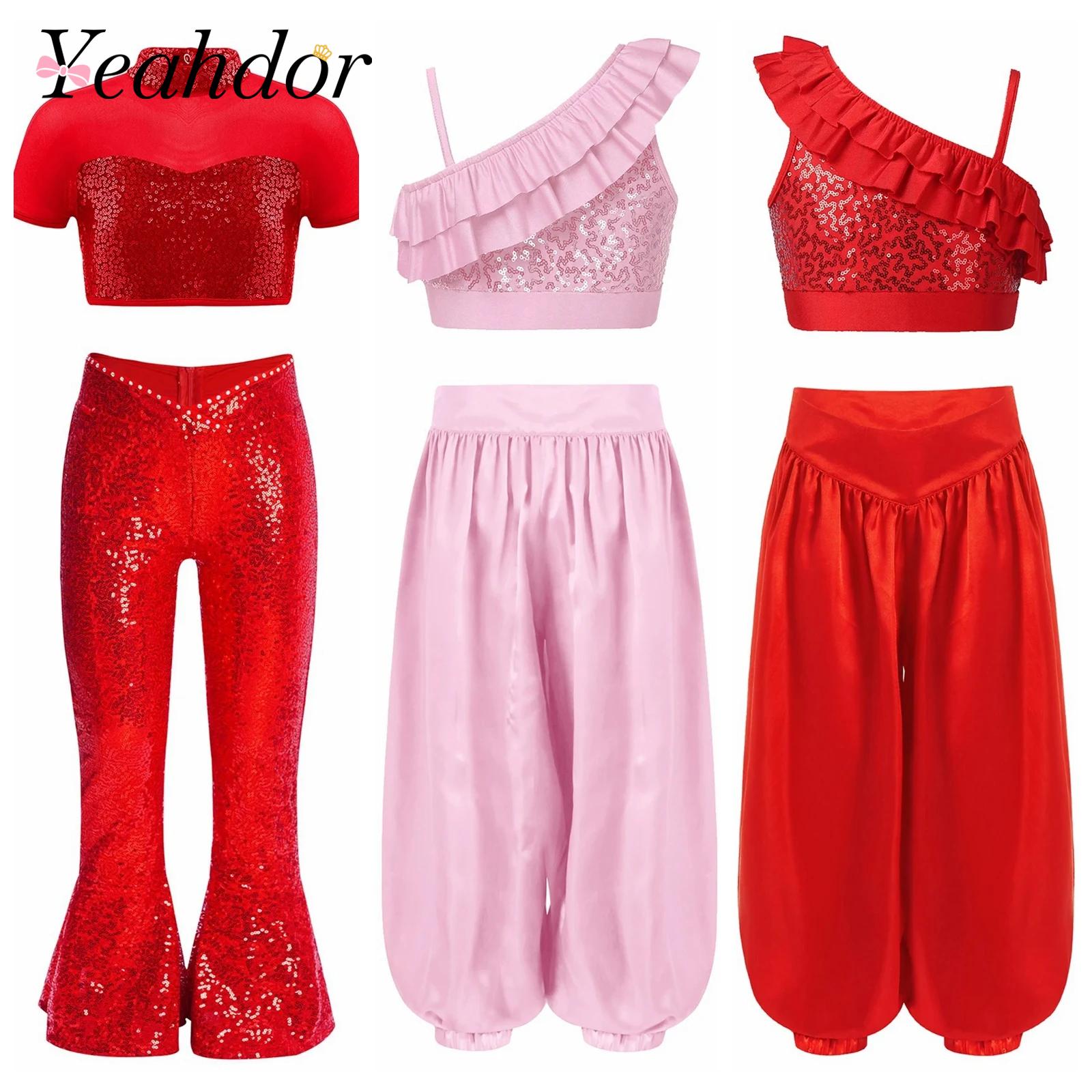 Street Fashion Baggy - Children Shiny Sequins Dance Clothes Girls