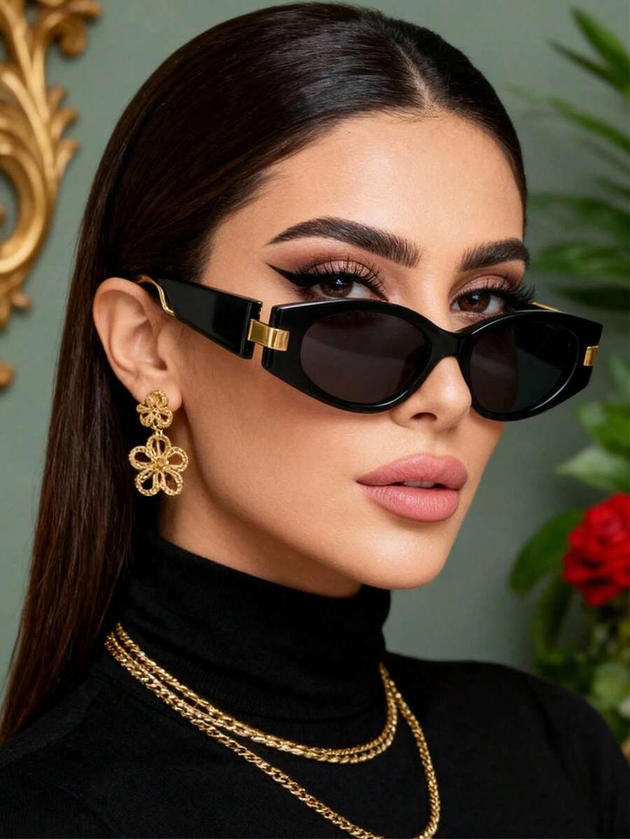 Street Fashion Photography - 1pc Small Frame Oval Fashion Glasses