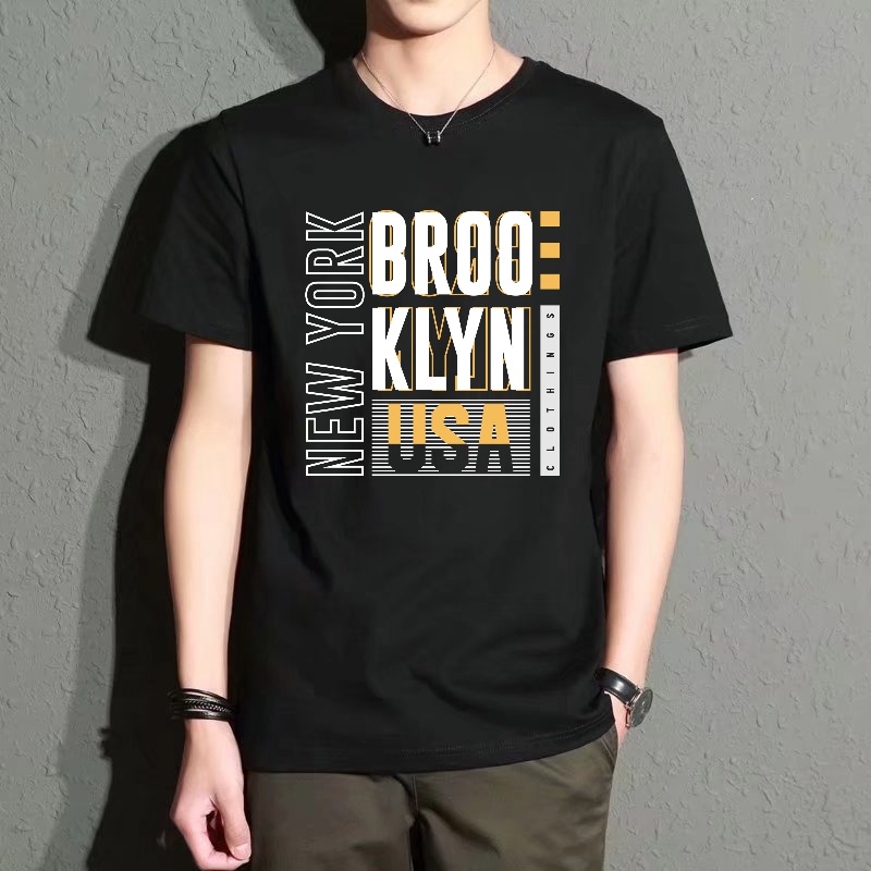 Street Fashion Of New York - Men's Black Round-Neck Short-Sleeved T-Shirt, New
