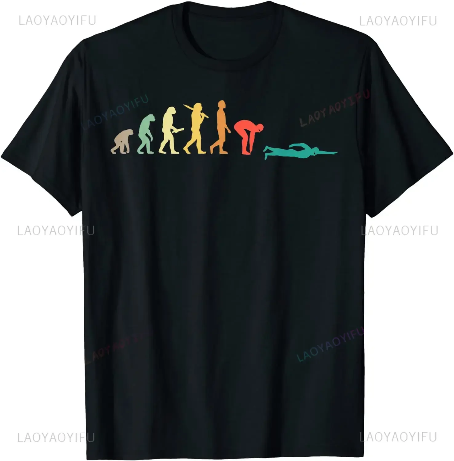 Street Fashion Baggy - Retro Graphic Swimming Evolution Gift for