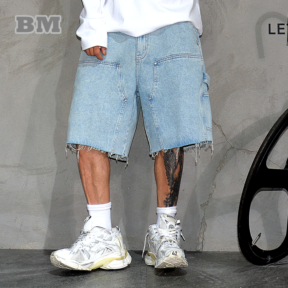 Street Fashion Baggy - American Workwear Denim Shorts Men 5