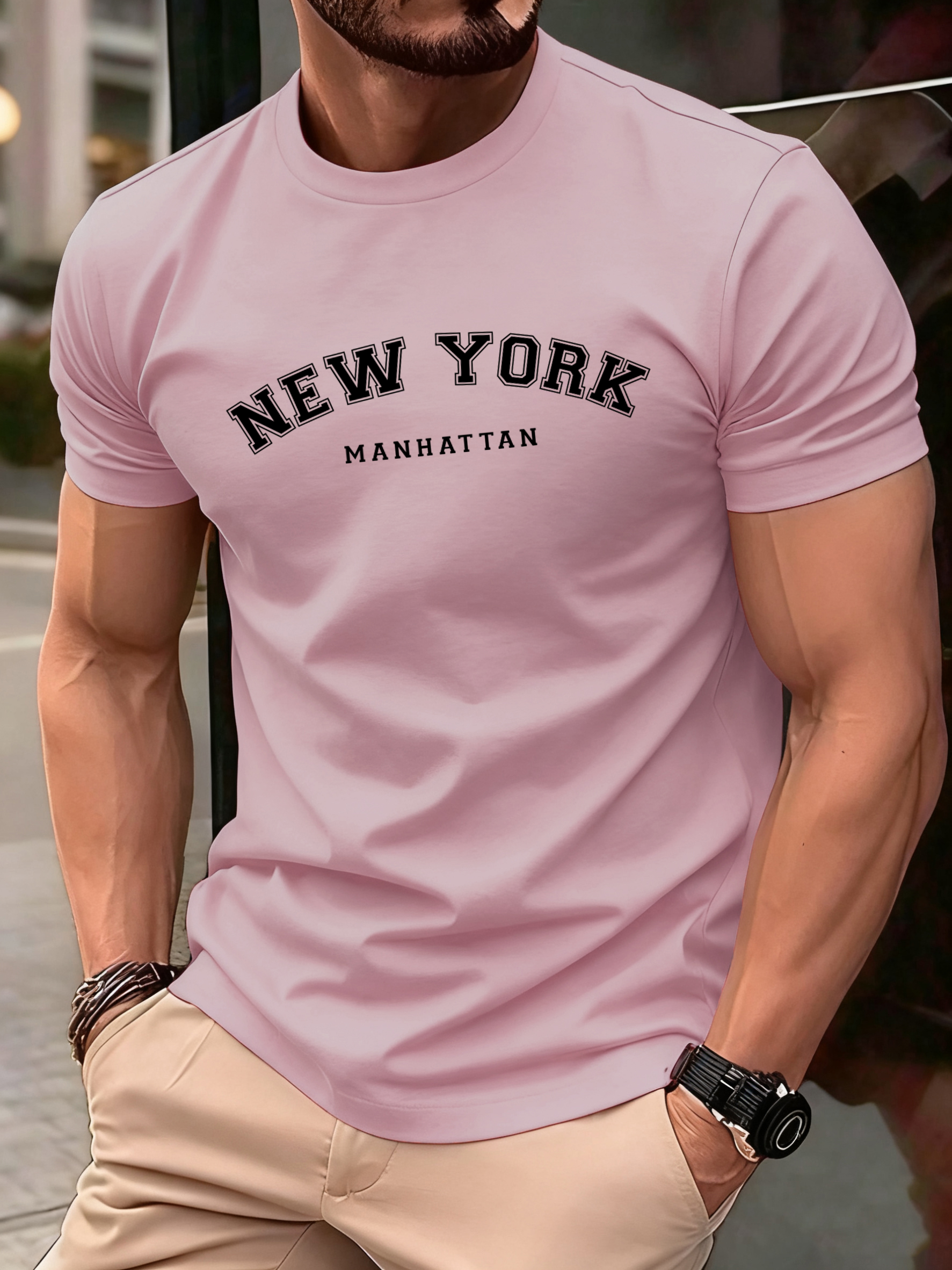 Street Fashion Of New York - New York Manhattan Print T-Shirt For