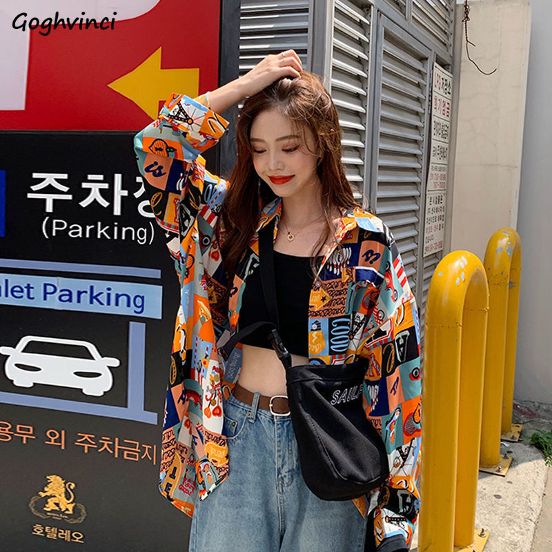 Shirts Women Spring Printed Th - đánh giá và giá Korean Street Fashion Female