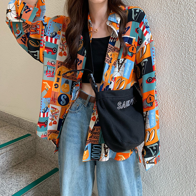 Shirts Women Spring Printed Th - đánh giá và giá Korean Street Fashion Female