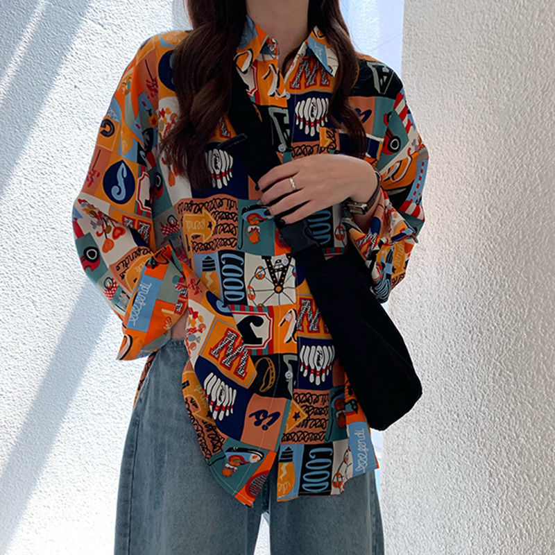 Shirts Women Spring Printed Th - đánh giá và giá Korean Street Fashion Female