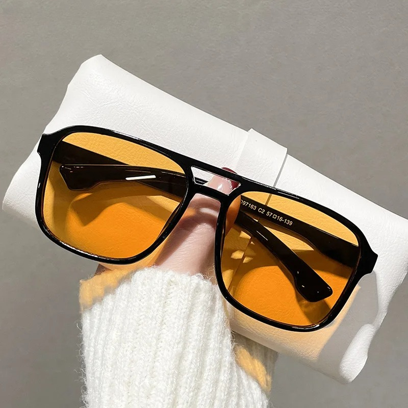 Square Double Bridges Sunglass - đánh giá và giá Street Fashion Glasses