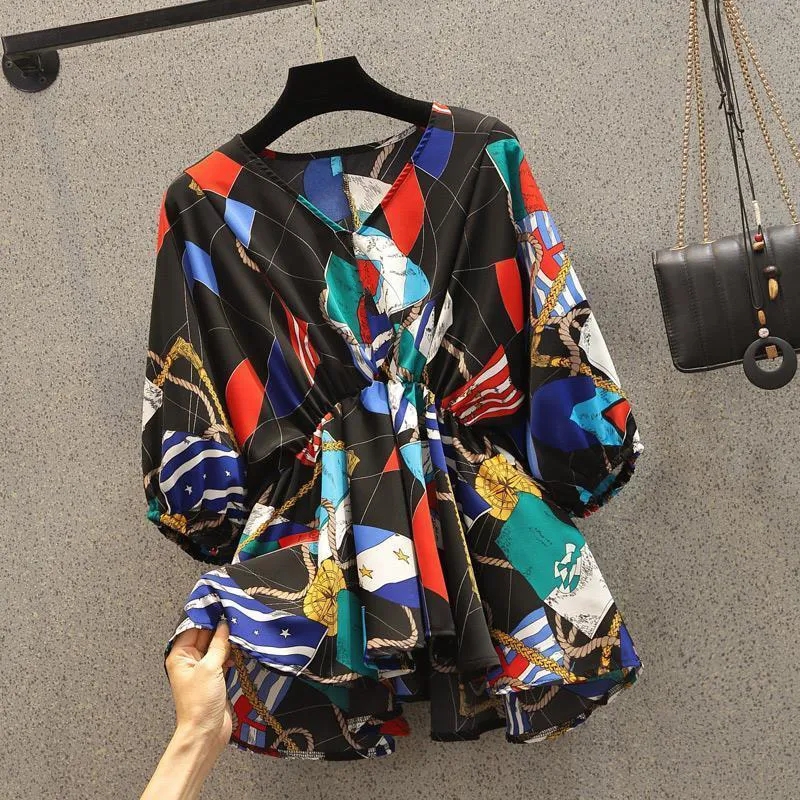 Geometric Printing Chiffon Hig - đánh giá và giá Korean Street Fashion Female