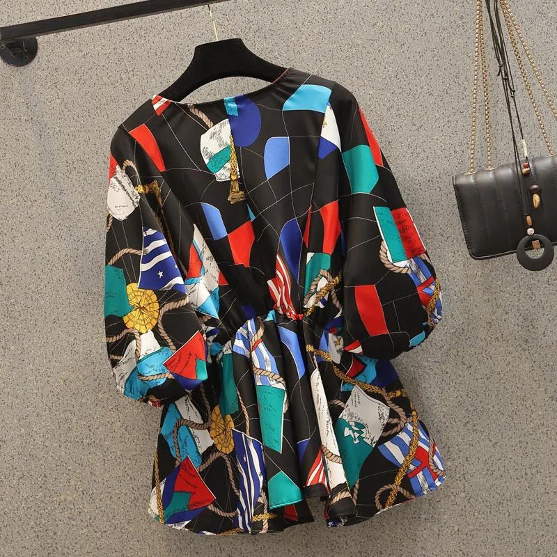 Geometric Printing Chiffon Hig - đánh giá và giá Korean Street Fashion Female